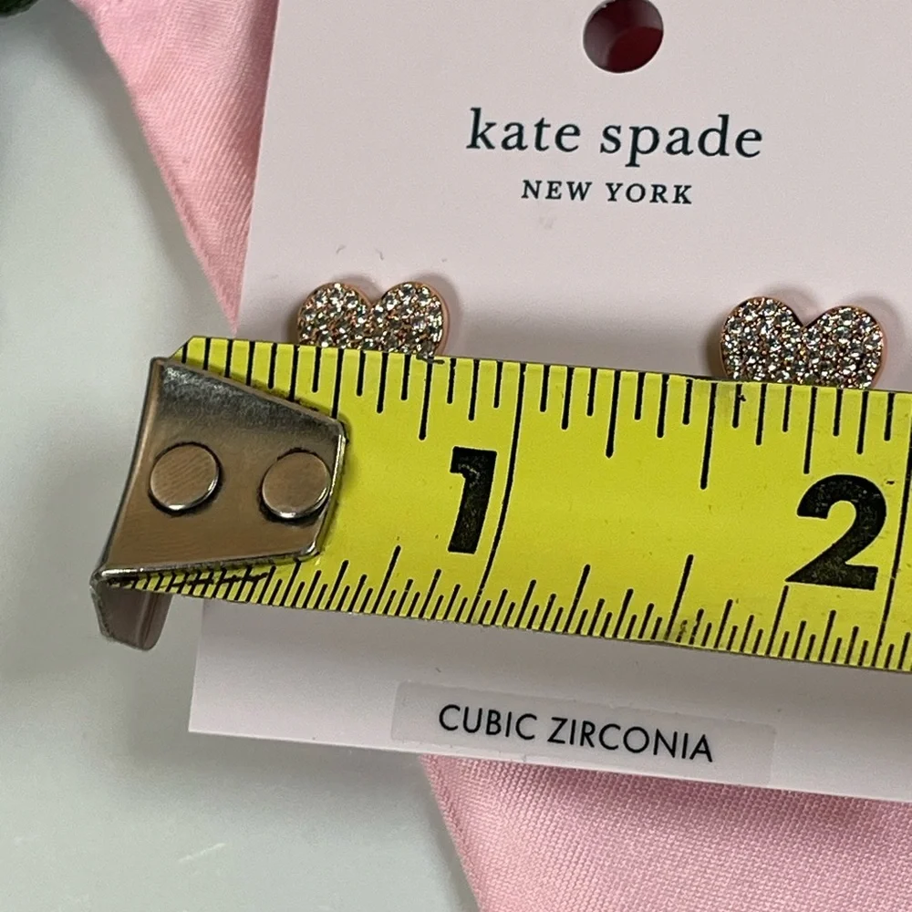 Kate Spade Cubic Zirconia Rose Gold Plated Heart Push Back Stud Earrings - Picture 6 of 7